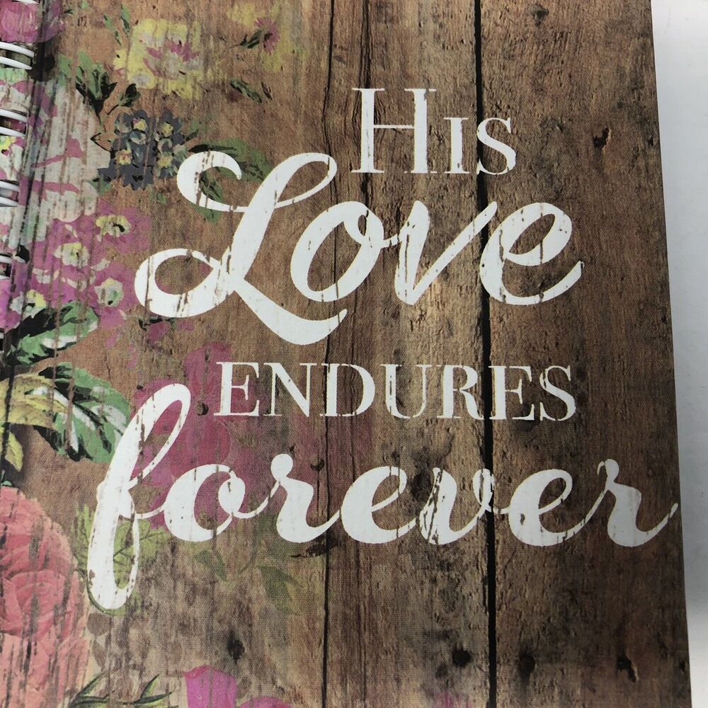 Mini Notebook Journal Spiral-Bound "His Love Endures Forever" Lined Pages Pink - Picture 2 of 11